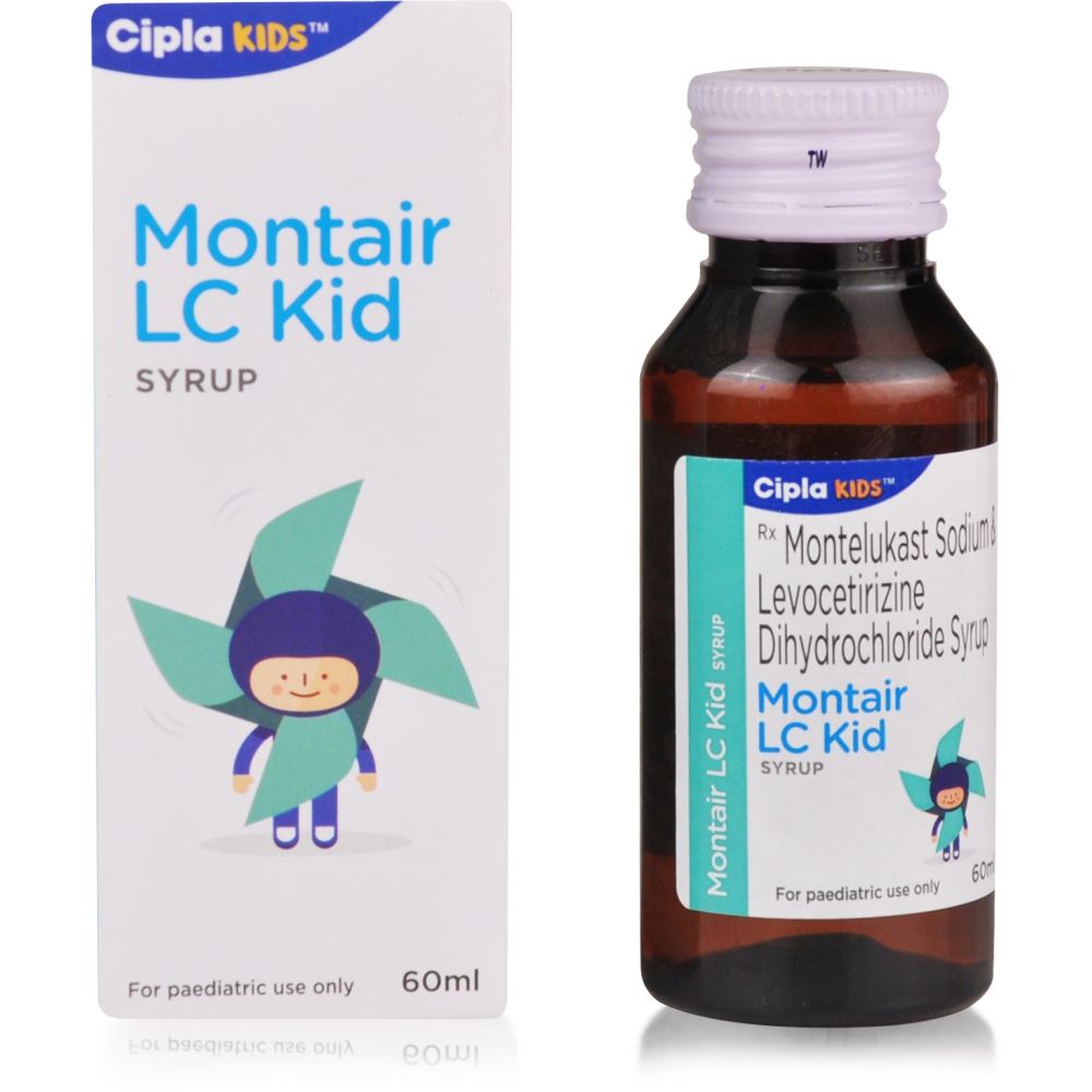 Montair LC Kid Syrup 60ml to treat Bronchial Asthma, Hay fever in children