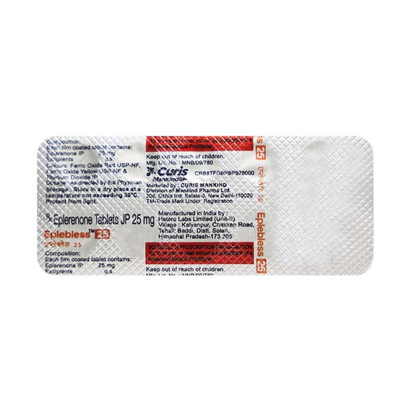 Eplebless 25 Tablet (Strip of 10) contains Eplerenone 25mg