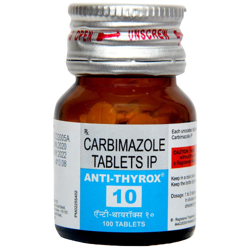 Anti-Thyrox 10 Tablet (Bottle of 100) for Hyperthyroidism