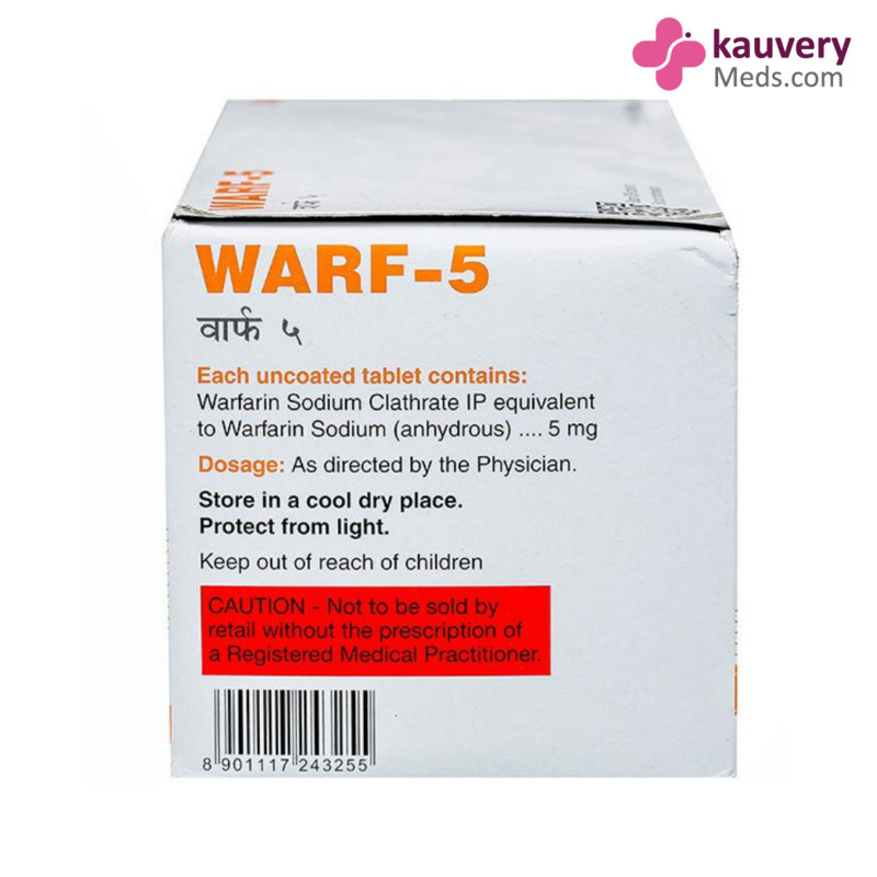 Warf 5 Tablet (Strip of 30) contains Warfarin 5mg