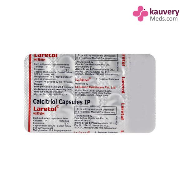 Laretol Capsule (Strip of 10) contains Calcitriol 0.25mcg