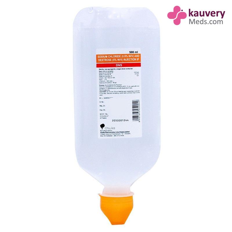 Otsuka DNS IV Solution 500ml contains Sodium Chloride 0.9% w/v, Dextrose 5% w/v