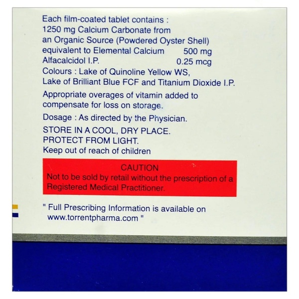 Shelcal-OS Tablet (Strip of 15) contains Calcium Carbonate 500mg, Alfacalcidol 0.25mcg