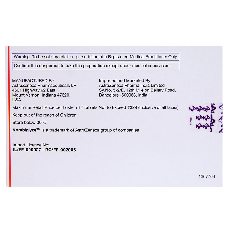 Kombiglyze XR 5mg/500mg Tablet (Strip of 7)