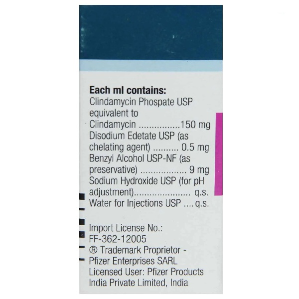 Dalacin C 300mg Injection 2ml contains Clindamycin 150mg/ml, Disodium Edetate 0.5mg/ml