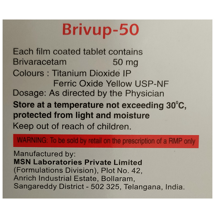 Brivup-50 Tablet 10's contains Brivaracetam 50mg