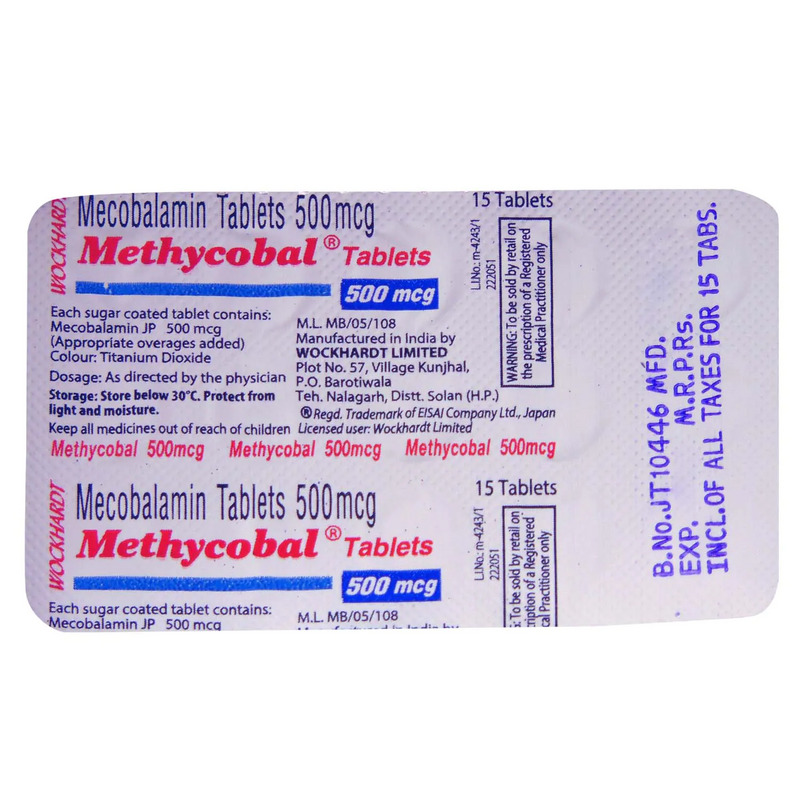 Methycobal Tablet (Strip of 15) contains Methylcobalamin 500mcg