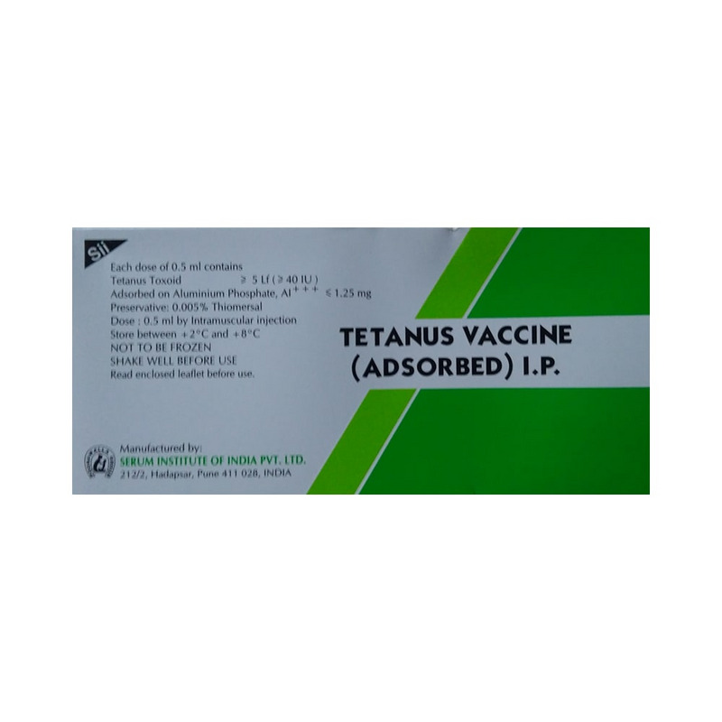 Tetanus Vaccine Adsorbed 0.5ml contains Tetanus Toxoid 40IU