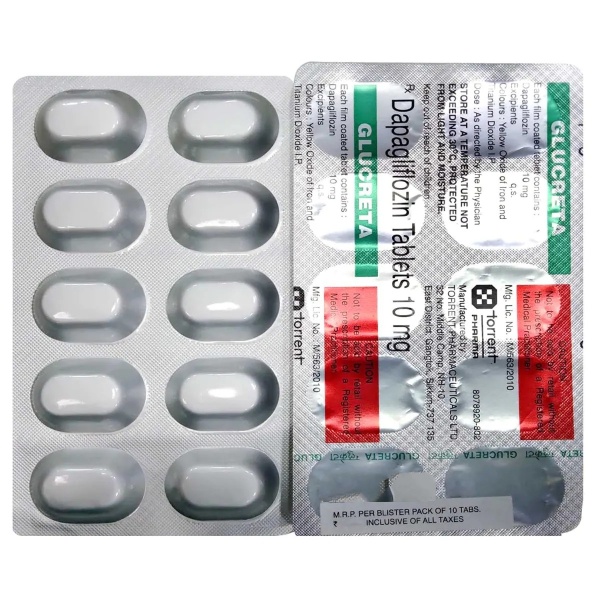 Glucreta 10mg Tablet 10's contains Dapagliflozin 10mg