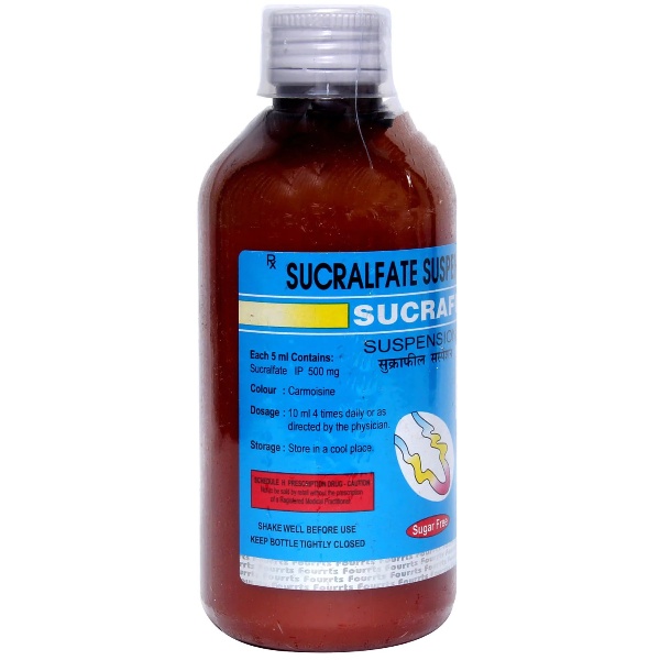 Sucrafil Suspension Sugar-Free 200ml contains Sucralfate 500mg/5ml