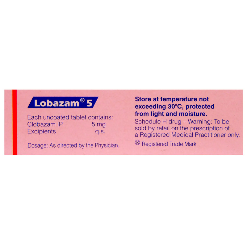 Lobazam 5 Tablet (Strip of 10) contains Clobazam 5mg