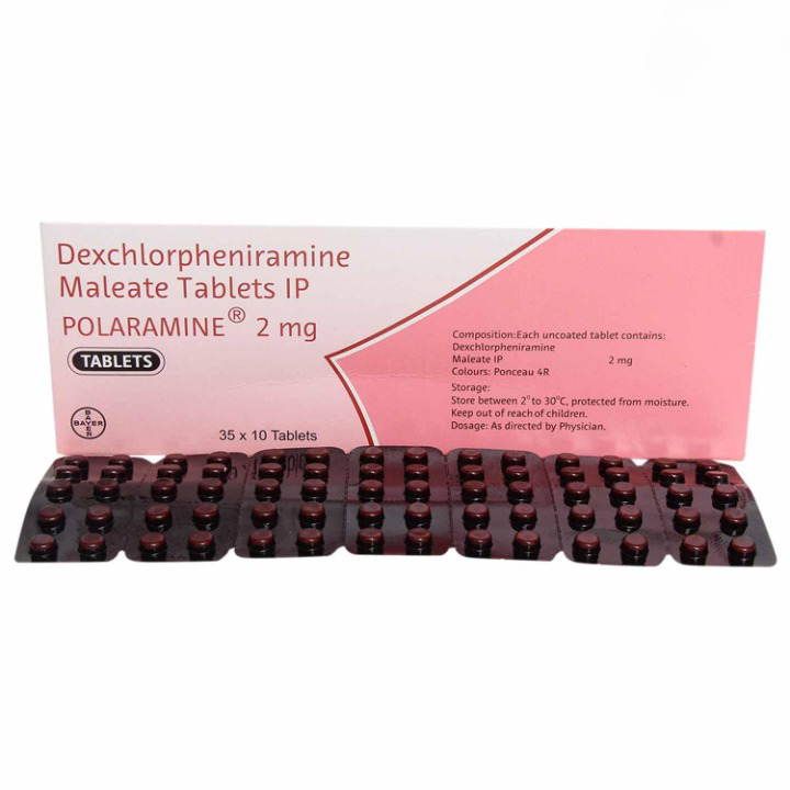 Polaramine 2mg Tablet (Strip of 10) for treatment of various allergic conditions