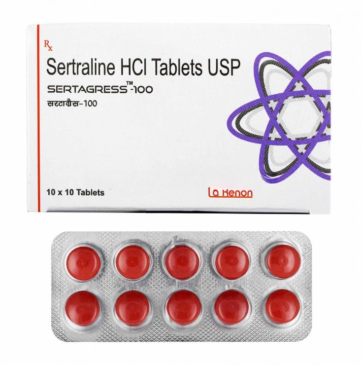 Sertagress-100 Tablet (Strip of 10) antidepressant prescribed for depression, anxiety