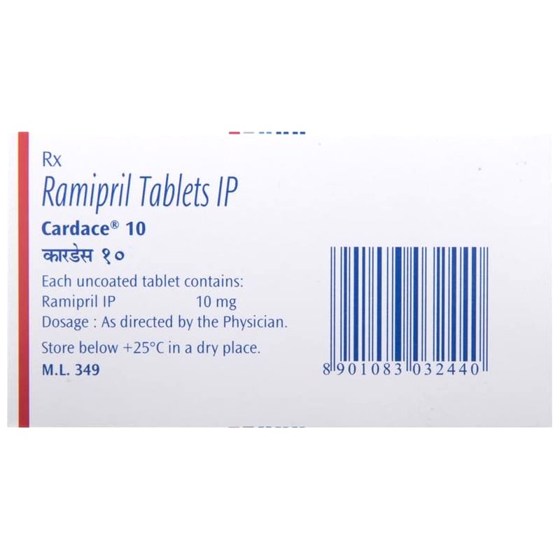 Cardace 10 Tablet (Strip of 15) contains Ramipril 10mg