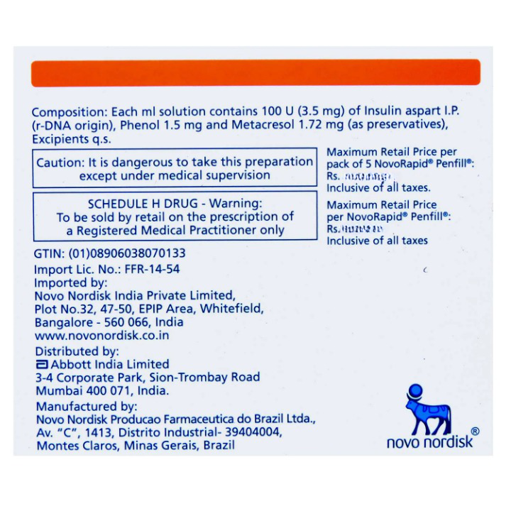 NovoRapid 100IU/ml Penfill 3ml