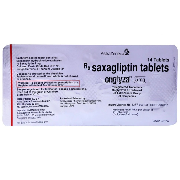 Onglyza 5mg Tablet 14's contains Saxagliptin 5mg