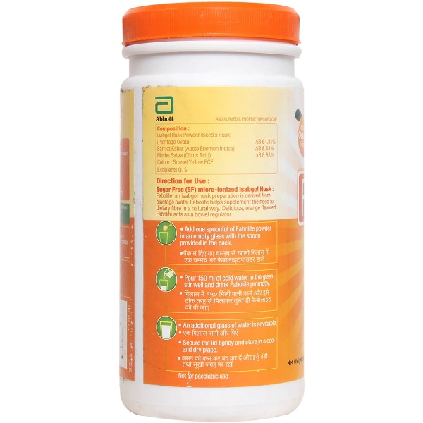 Fabolite Orange Micro-Ionized Isabgol Husk Powder 300g