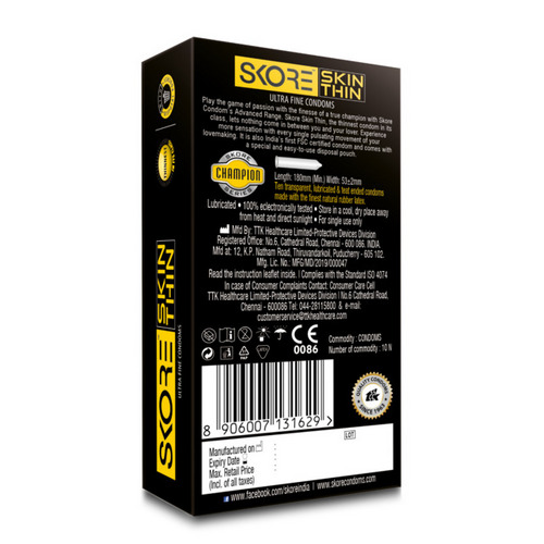 Skore Skin Thin Ultra Fine Condoms 10's