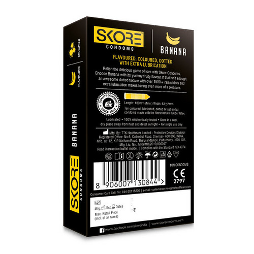 Skore Banana Dotted Condoms 10's