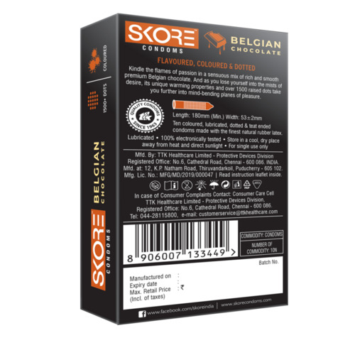 Skore Belgian Chocolate Premium Flavour Condoms 10's