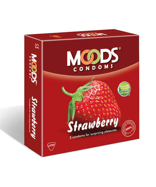 Moods Strawberry Condoms 3's