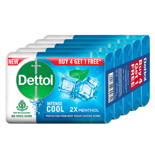 Dettol Intense Cool Bathing Soap 125g (Buy 4 Get 1 Free)