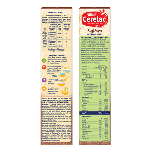 Nestle Cerelac Ragi Apple Baby Cereal with Milk 300g