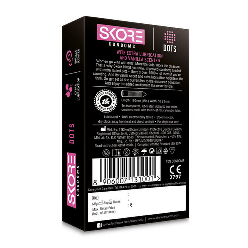 Skore Dots Vanilla Scented Condoms 10's