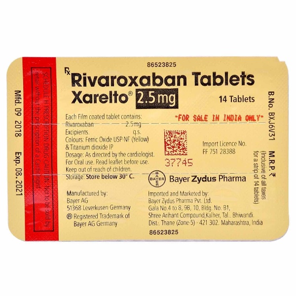 Xarelto 2.5mg Tablet 14's