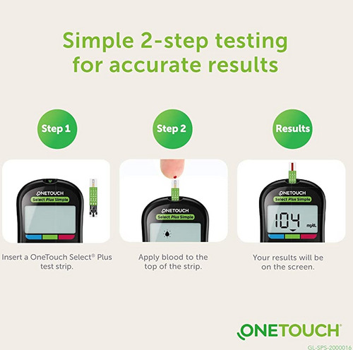 OneTouch Select Plus Simple Black Glucometer (10 Free Strips)