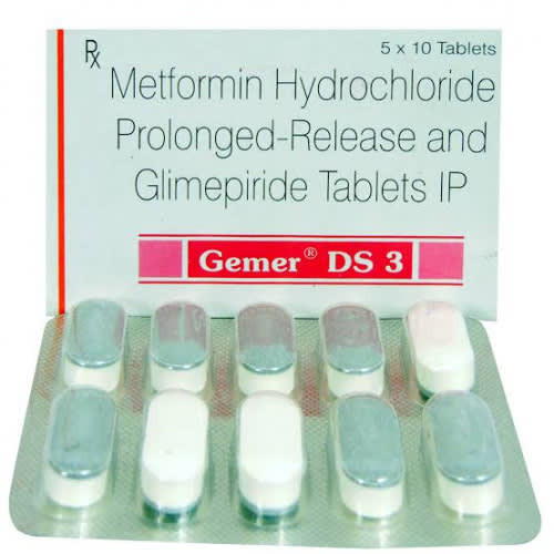 Gemer DS 3 Tablet 10's used for the treatment of type 2 diabetes mellitus