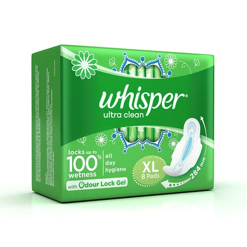 Whisper Ultra Clean Sanitary Pads XL 8's