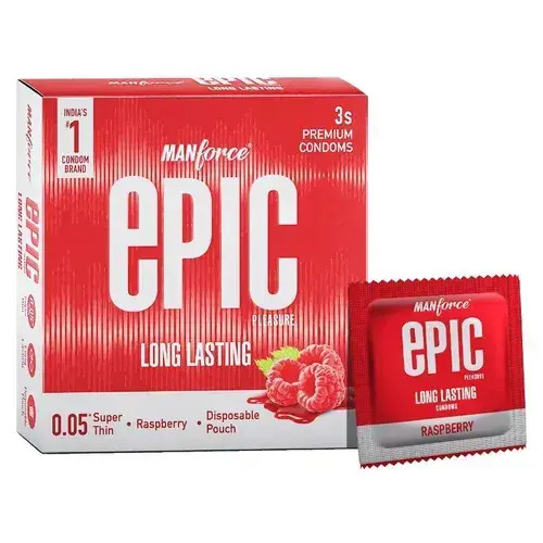 Manforce Epic Pleasure Long-Lasting Raspberry Flavoured Condoms 3's