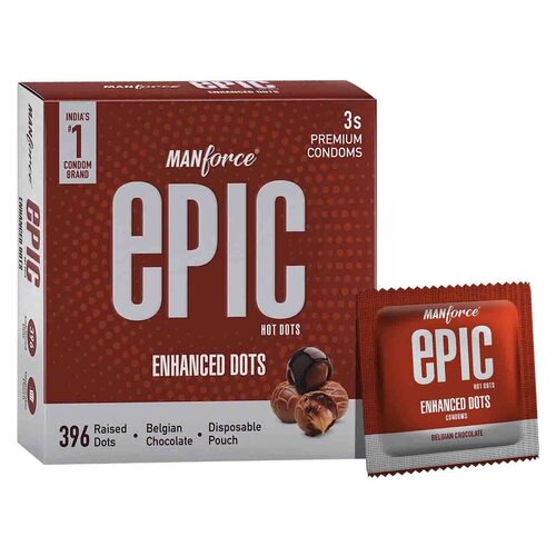 Manforce Epic Enhanced Dots Belgian Chocolate Flavoured Condoms 3's