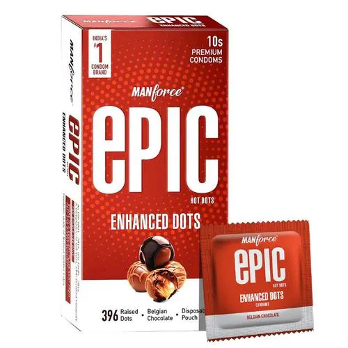 Manforce Epic Enhanced Dots Belgian Chocolate Flavoured Condoms 10's