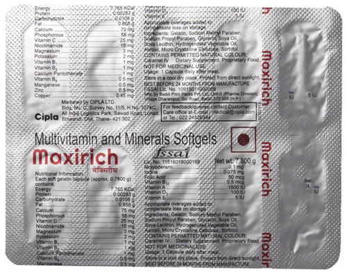 Maxirich Multivitamin and Minerals Softgels 10's