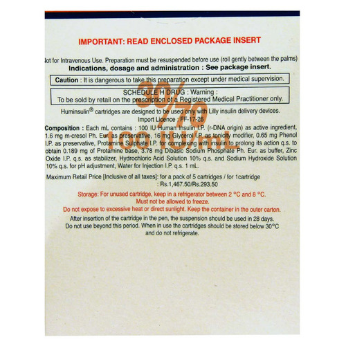 Huminsulin 30/70 100IU/ml Cartridge 3ml