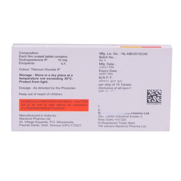 Dydroboon Tablet 10's used for treatment of female infertility, menstrual pain