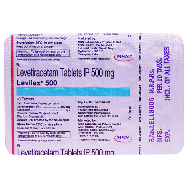 Levilex 500mg Tablet 10's used for the treatment of epilepsy or seizures