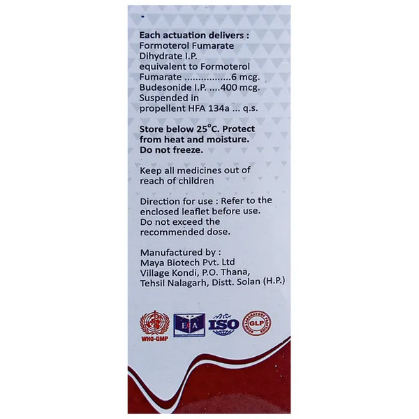 Foraprl 400 Inhaler 120 MDI contains Formoterol 6mcg, Budesonide 400mcg