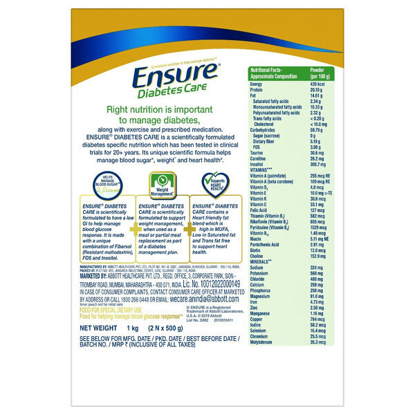 Ensure Diabetes Care Vanilla Delight Powder 1kg (Refill Pack)