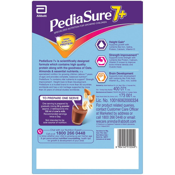 PediaSure 7+ Chocolate with Oats & Almond Health Drink 400g (Refill Pack)