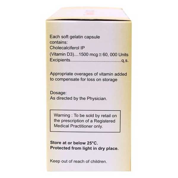 Uprise-D3 60K Capsule 8's contains Vitamin D3 60000IU