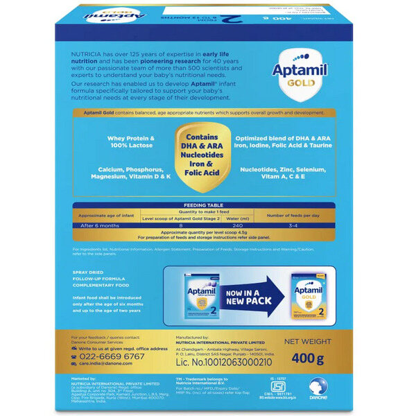 Aptamil Gold Stage 2 Follow-Up Formula Powder 400g Refill (6 to 12 months)