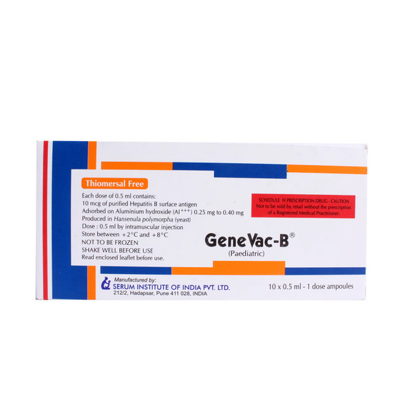 GeneVac-B Paediatric Vaccine 0.5ml contains Hepatitis B Vaccine (rDNA) 10mcg