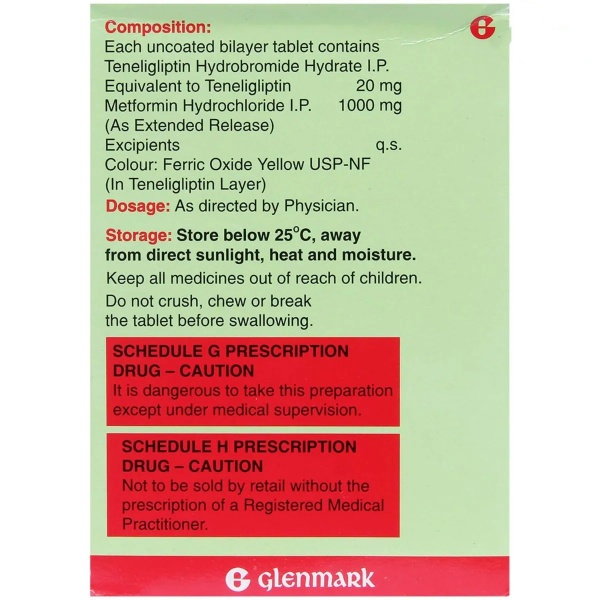 Zita-Met Plus 20mg/1000mg Tablet 15's contains Teneligliptin 20mg, Metformin 1000mg