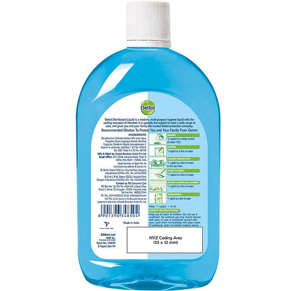 Dettol Disinfectant Menthol Cool Liquid 200ml