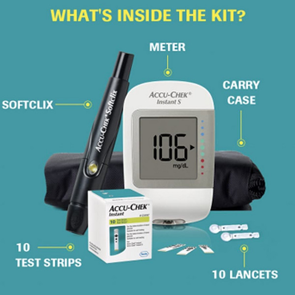 Accu-Chek Instant S Glucometer Kit 10 Free Strips