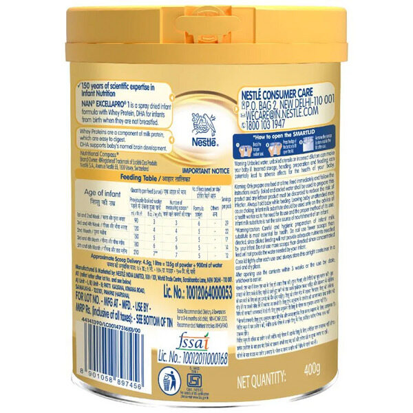 Nestle Nan Excella Pro 1 Infant Formula 400g Tin (upto 6 months)