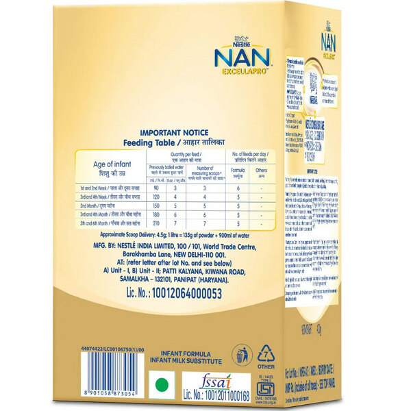 Nestle Nan Excella Pro 1 Infant Formula 400g Refill Pack (upto 6 months)